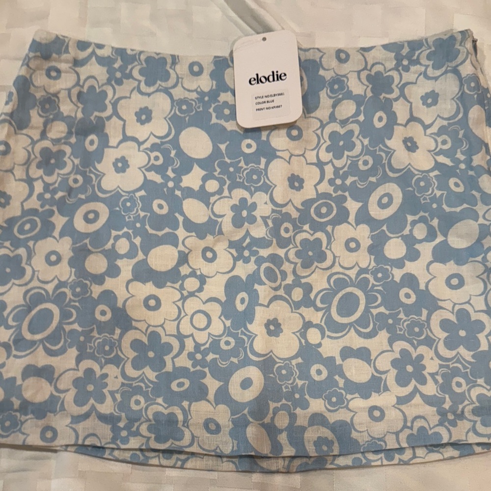 Elodie Light Blue Floral Mini Skirt